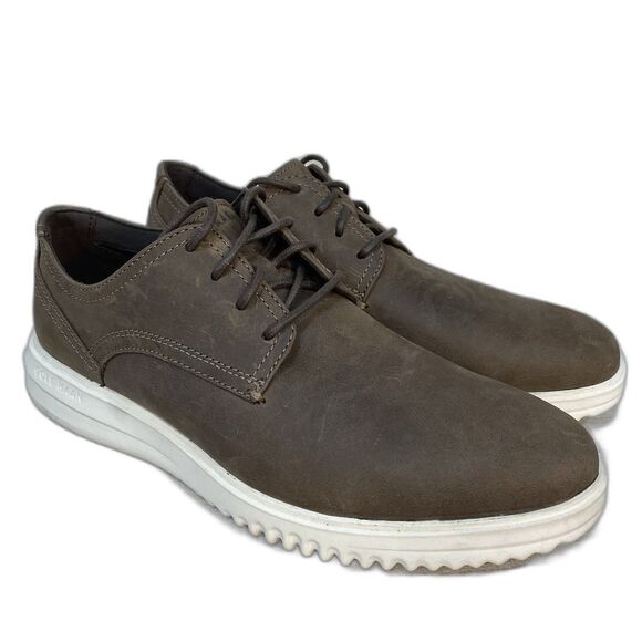 Cole Haan Grand+ Plain Toe Oxford Men 8.5 Dress Shoes Brown Riverstone C40389
